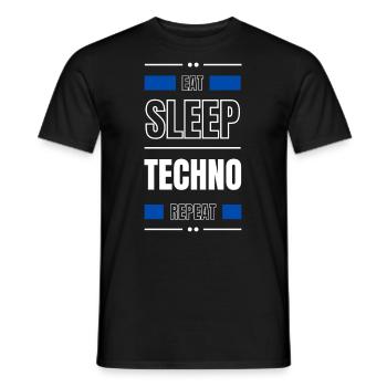 manger du sommeil techno répéter l’idée cadeau en disant fête - T-shirt homme - noir - Devant - AI Model Male 178 light (178cm)
