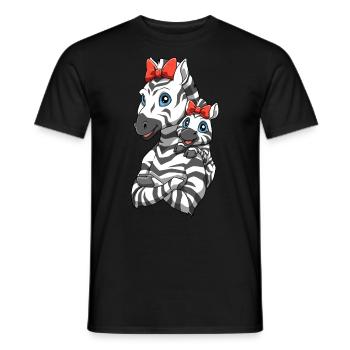 Liebevolles Zebra mit Zebra Kind für Zebra - Männer T-Shirt - Schwarz - Vorne - AI Model Male 178 light (178cm)