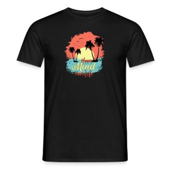 Happy Mind Happy Life Cool text With Pretty Art - Men's T-Shirt - black - Front - AI Model Male 178 light (178cm)
