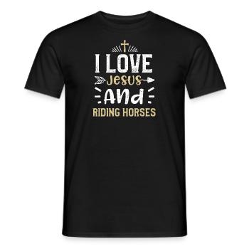 I Love Jesus And Riding Horses - Men's T-Shirt - black - Front - AI Model Male 178 light (178cm)