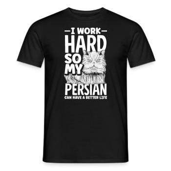 I work hard so my Persian can have a better life - Männer T-Shirt - Schwarz - Vorne - AI Model Male 178 light (178cm)
