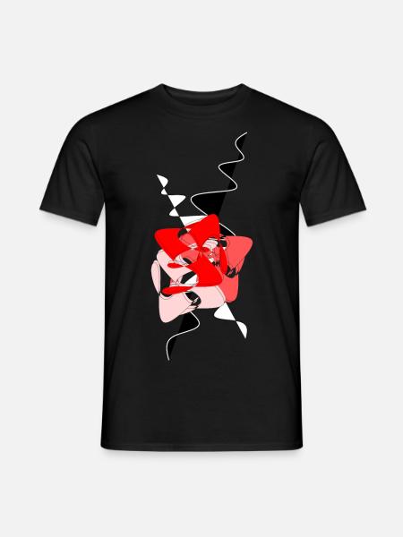 Composition artistique - rouge et noir - T-shirt homme - noir