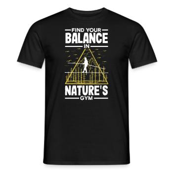 Find your balance in nature's gym - Men's T-Shirt - black - Front - AI Model Male 178 light (178cm)