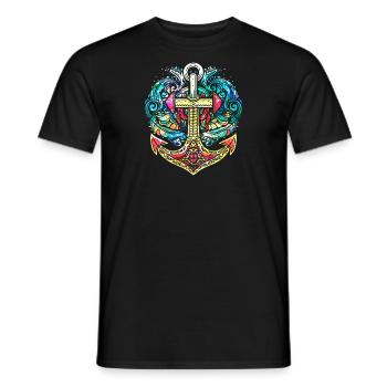 Anker, Retro, Meer, Maritim, Tattoo Style, Symbol - Männer T-Shirt - Schwarz - Vorne - AI Model Male 178 light (178cm)
