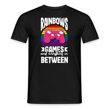 Rainbows, games, and everything in between LGBTQ+ - Männer T-Shirt - Schwarz - Vorne - AI Model Male 178 light (178cm)