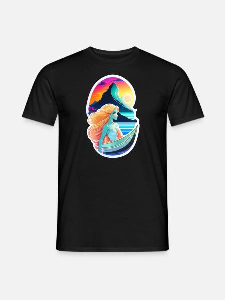 surf - hawaii - manga - T-shirt homme - noir