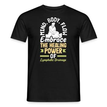 , corps, puissance de flux du drainage lymphatique - T-shirt homme - noir - Devant - AI Model Male 178 light (178cm)