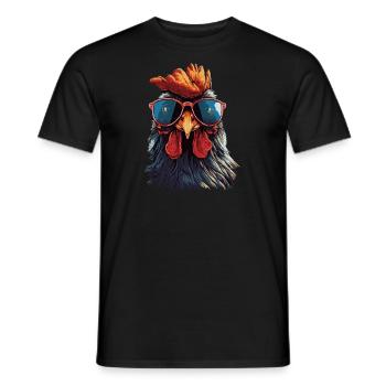 Drôle de poulet avec des lunettes de soleil - T-shirt homme - noir - Devant - AI Model Male 178 light (178cm)