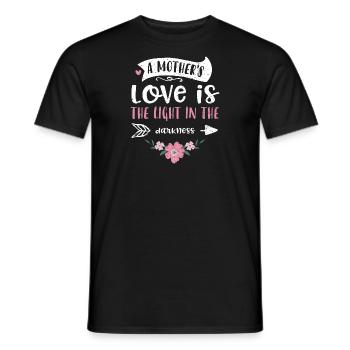 A mother's love is the light in... - Men's T-Shirt - black - Front - AI Model Male 178 light (178cm)