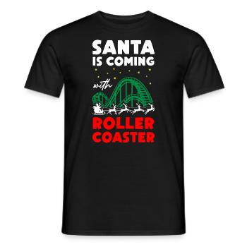 Santa is Coming with Roller Coaster - Männer T-Shirt - Schwarz - Vorne - AI Model Male 178 light (178cm)