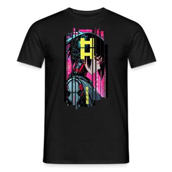 Cyborg Woman Futuristic Symbol - Men's T-Shirt - black - Front - AI Model Male 178 light (178cm)