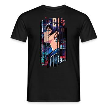 Futuristic Cyborg Woman - Men's T-Shirt - black - Front - AI Model Male 178 light (178cm)
