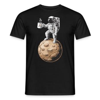Retro Astronaut Drinking Coffee Planet - Männer T-Shirt - Schwarz - Vorne - AI Model Male 178 light (178cm)