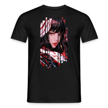 Cyborg Woman white kanji - Men's T-Shirt - black - Front - AI Model Male 178 light (178cm)
