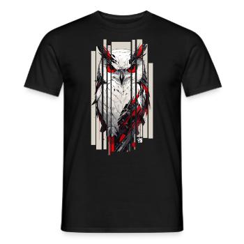 Cyborg Eule Kanji Rot Gold - Männer T-Shirt - Schwarz - Vorne - AI Model Male 178 light (178cm)