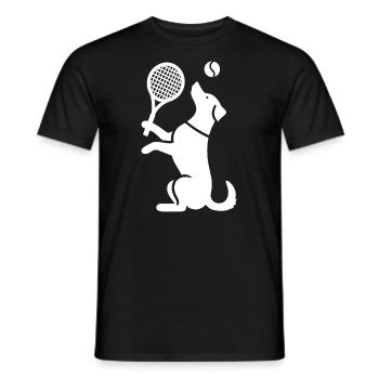 Hund Tennis Silhouette Minimalistisch - Männer T-Shirt - Schwarz - Vorne - AI Model Male 178 light (178cm)