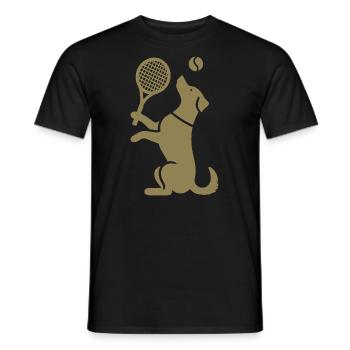 Hund Tennis Silhouette Minimalistisch - Männer T-Shirt - Schwarz - Vorne - AI Model Male 178 light (178cm)