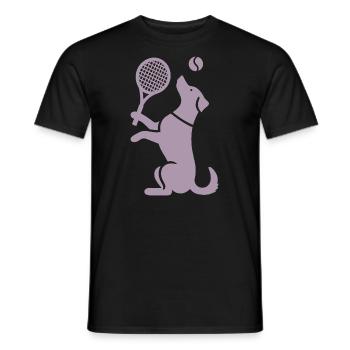 Hund Tennis Silhouette Minimalistisch - Männer T-Shirt - Schwarz - Vorne - AI Model Male 178 light (178cm)