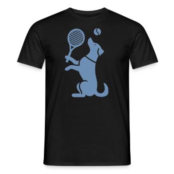 Hund Tennis Silhouette Minimalistisch - Männer T-Shirt - Schwarz - Vorne - AI Model Male 178 light (178cm)