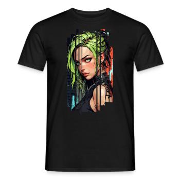 Cyber femme Urban city - T-shirt homme - noir - Devant - AI Model Male 178 light (178cm)