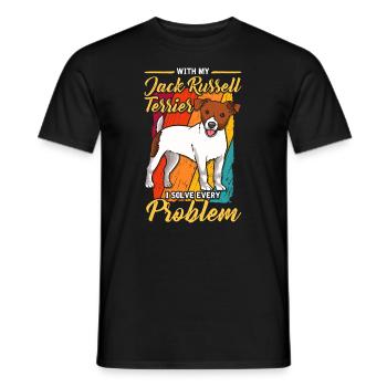 Solve any problem with My Jack Russell Terrier - Men's T-Shirt - black - Front - AI Model Male 178 light (178cm)