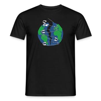 Planète Terre avec épingles de sécurité Protection de l’environnement - T-shirt homme - noir - Devant - AI Model Male 178 light (178cm)