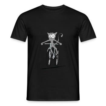 Kitten riding a bicycle. Cycle gift - Men's T-Shirt - black - Front - AI Model Male 178 light (178cm)