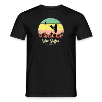 Kite Surfing Surfer Vintage Retro Sunset - Men's T-Shirt - black - Front - AI Model Male 178 light (178cm)
