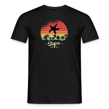 Seestern Tauchen Vintage Retro Sonnenuntergang - Männer T-Shirt - Schwarz - Vorne - AI Model Male 178 light (178cm)