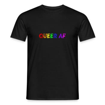 Queer AF Gift Idea Rainbow Flag LGBT LGBTQ+ - Men's T-Shirt - black - Front - AI Model Male 178 light (178cm)