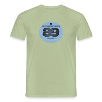 Vignette automobile française année 1989 - T-shirt homme - vert sauge - Devant - AI Model Male 178 light (178cm)