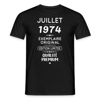 50th Anniversary - July 1974 Original - Men's T-Shirt - black - Front - AI Model Male 178 light (178cm)
