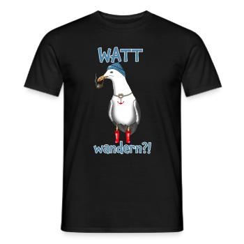 Watt hiking? Seagull Captain Sea - Men's T-Shirt - black - Front - AI Model Male 178 light (178cm)