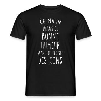 Bonne Humeur Sans Les Cons - T-shirt homme - noir - Devant - AI Model Male 178 light (178cm)