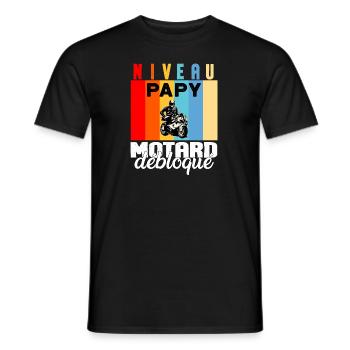 Niveau papy motard débloqué grand-père motard - T-shirt homme - noir - Devant - AI Model Male 178 light (178cm)