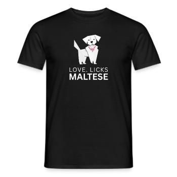 Love Licks Maltese – Paper Cutout Dog Lover - Men's T-Shirt - black - Front - AI Model Male 178 light (178cm)