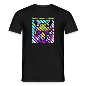 Music for better life - Fox - Men's T-Shirt - black - Front - AI Model Male 178 light (178cm)