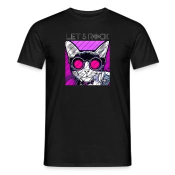 Let's Rock - Cat - Men's T-Shirt - black - Front - AI Model Male 178 light (178cm)
