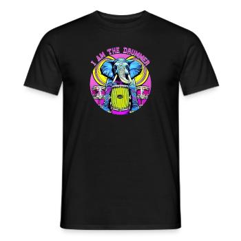 I am the drummer - Elephant - Männer T-Shirt - Schwarz - Vorne - AI Model Male 178 light (178cm)