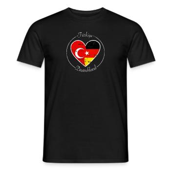 Türkiye et le logo du cœur de l’Allemagne blanc - T-shirt homme - noir - Devant - AI Model Male 178 light (178cm)