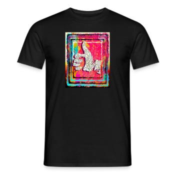 Daumen hoch, abstrakt und Zeitungstext - Männer T-Shirt - Schwarz - Vorne - AI Model Male 178 light (178cm)