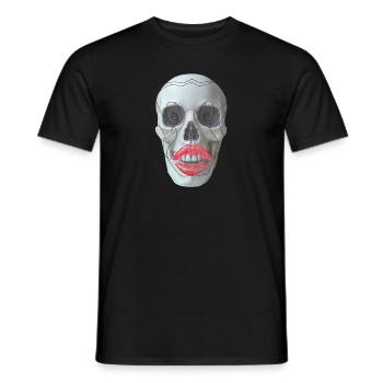Totenkopf mit roten Lippen - Männer T-Shirt - Schwarz - Vorne - AI Model Male 178 light (178cm)