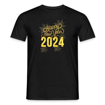 Happy New Year 2024 in Gold - Men's T-Shirt - black - Front - AI Model Male 178 light (178cm)