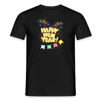 Happy New Year - Männer T-Shirt - Schwarz - Vorne - AI Model Male 178 light (178cm)