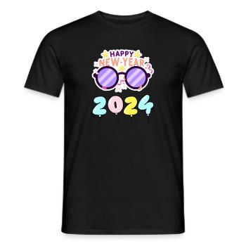 Happy New Year 2024 Brille - Männer T-Shirt - Schwarz - Vorne - AI Model Male 178 light (178cm)
