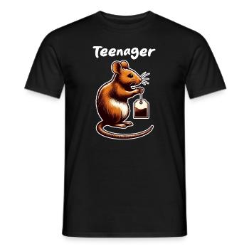 TEENAGE TEA BAG RODENT MOUSE RAT ANIMAL - Men's T-Shirt - black - Front - AI Model Male 178 light (178cm)