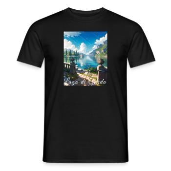 Lago di garda,Lake Garda,lake,landscape - Men's T-Shirt - black - Front - AI Model Male 178 light (178cm)