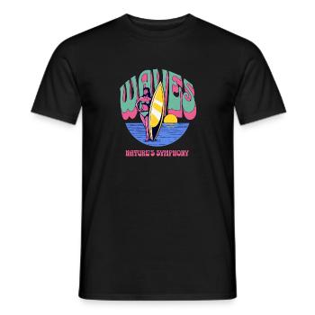 Beach Ocean Surfing Retro Surfers Sea Waves Summer - Männer T-Shirt - Schwarz - Vorne - AI Model Male 178 light (178cm)