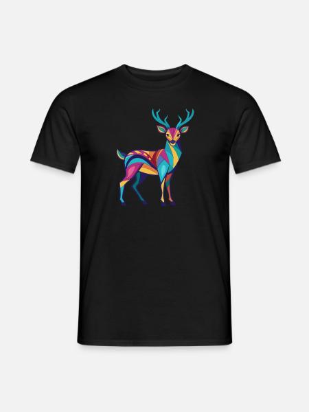 Reh - Bunt und lebhaft - Männer T-Shirt - Schwarz