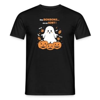 Halloween Fantôme - Des Bonbons ou un Sort - T-shirt homme - noir - Devant - AI Model Male 178 light (178cm)